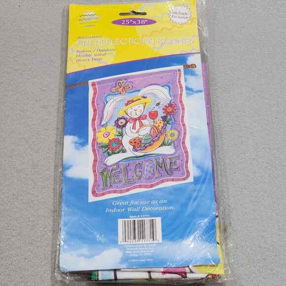 Welcome Easter Bunny Art Reflections Banner Michaels' Exclusive 25"x38" NIP - Picture 2 of 6
